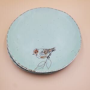 Inhomestylez Easter Bird Set/3 Dinner Plates Mint Aqua Green Spring Cottage Core